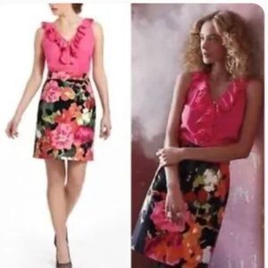 (BOGO FREE) Anthropologie Tabitha Great Escape Floral Pink Dress Sz 0
